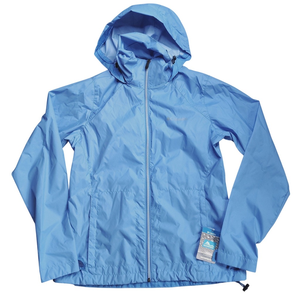 Columbia Switchback III Rain Jacket Womens M Blue NWT Waterproof Stowable Hooded